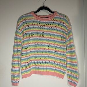 Elliott Lauren Pastel Striped Crew Neck Sweater